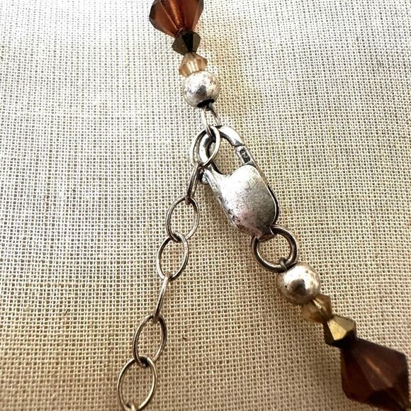 Brecciated Jasper Sterling Silver & Crystal Beaded Necklace - Picture 3 of 13